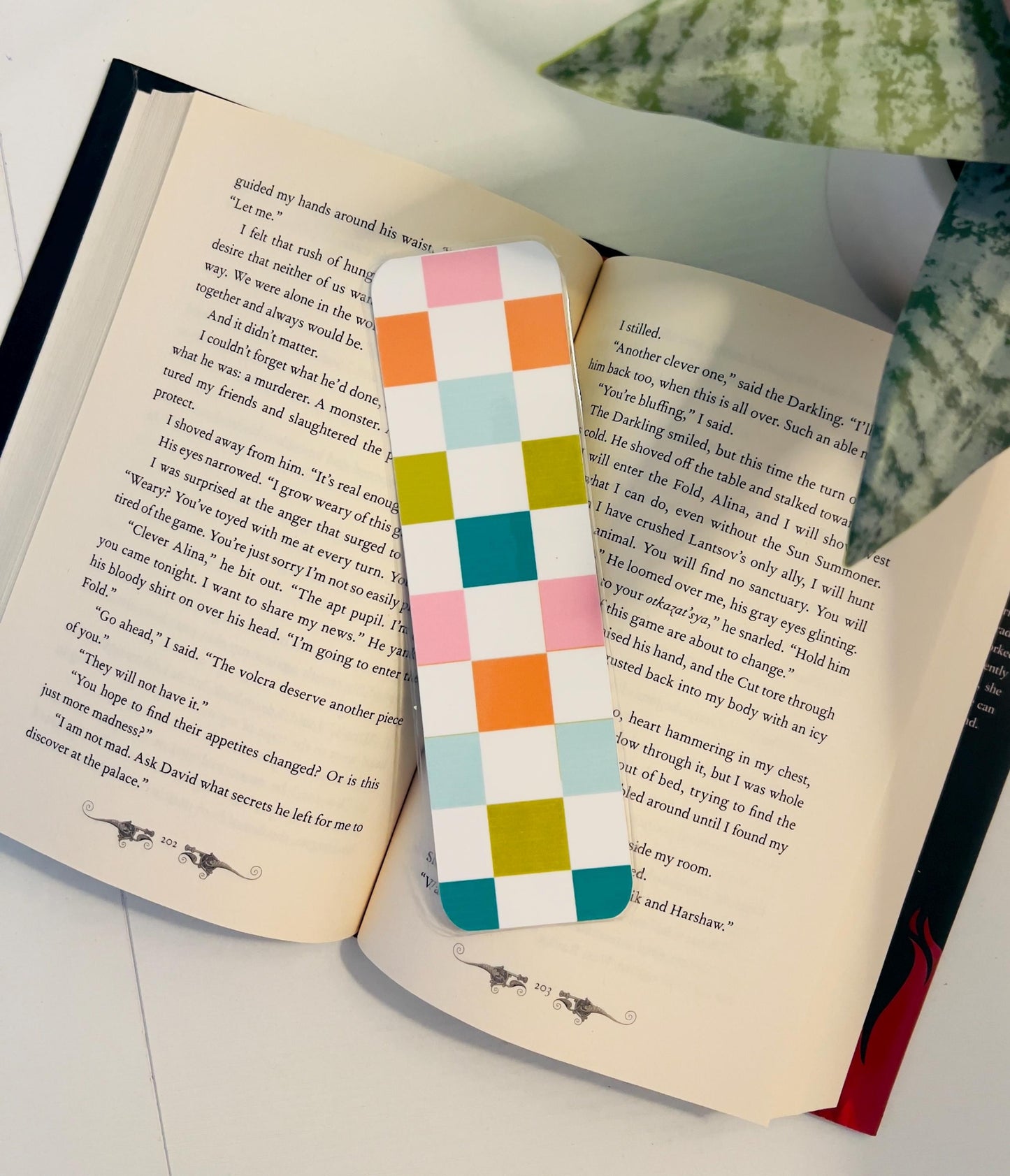 Retro Checkered Smiling Faces Bookmark