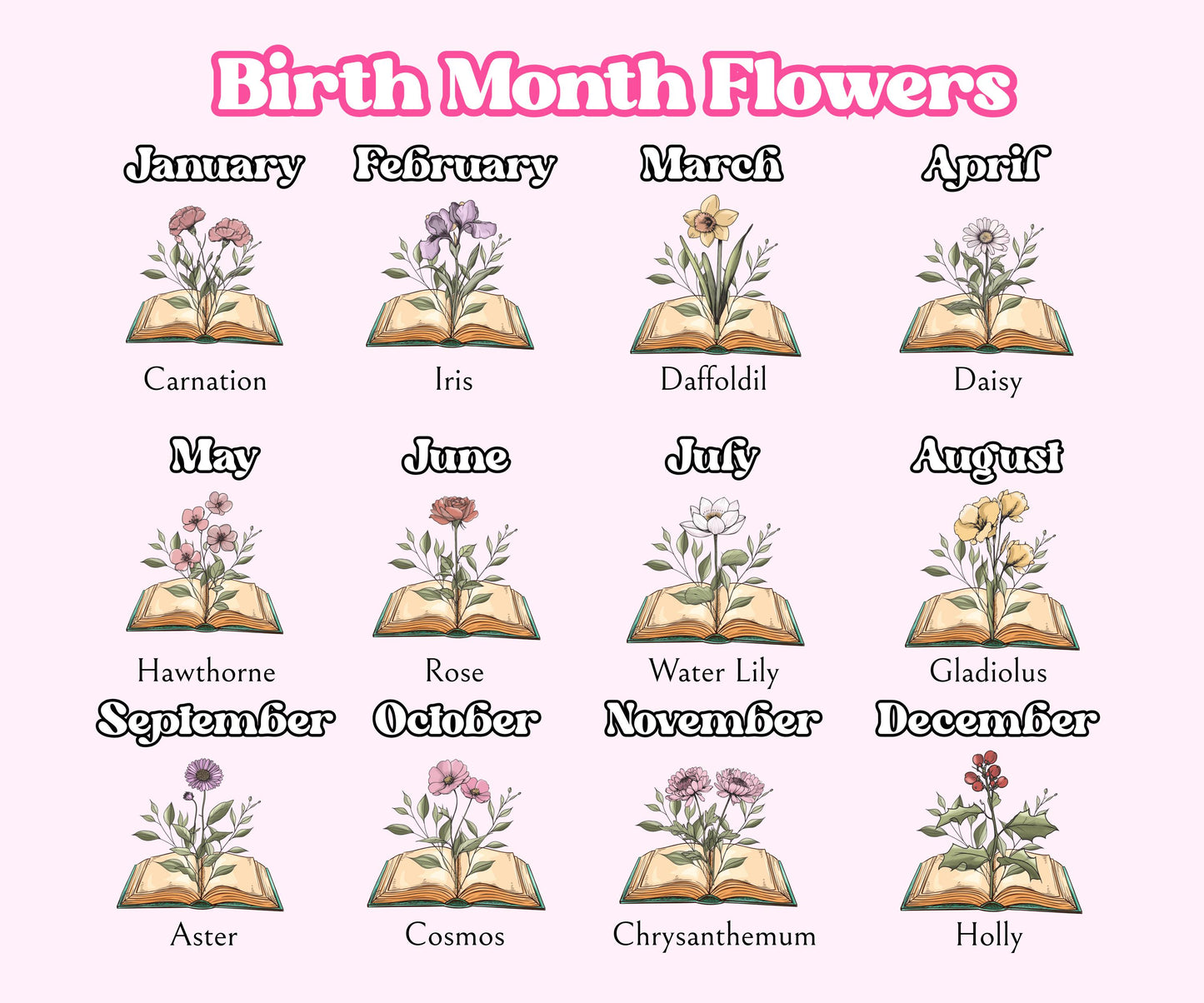 Custom Birth Flower Name Magnetic Bookmark