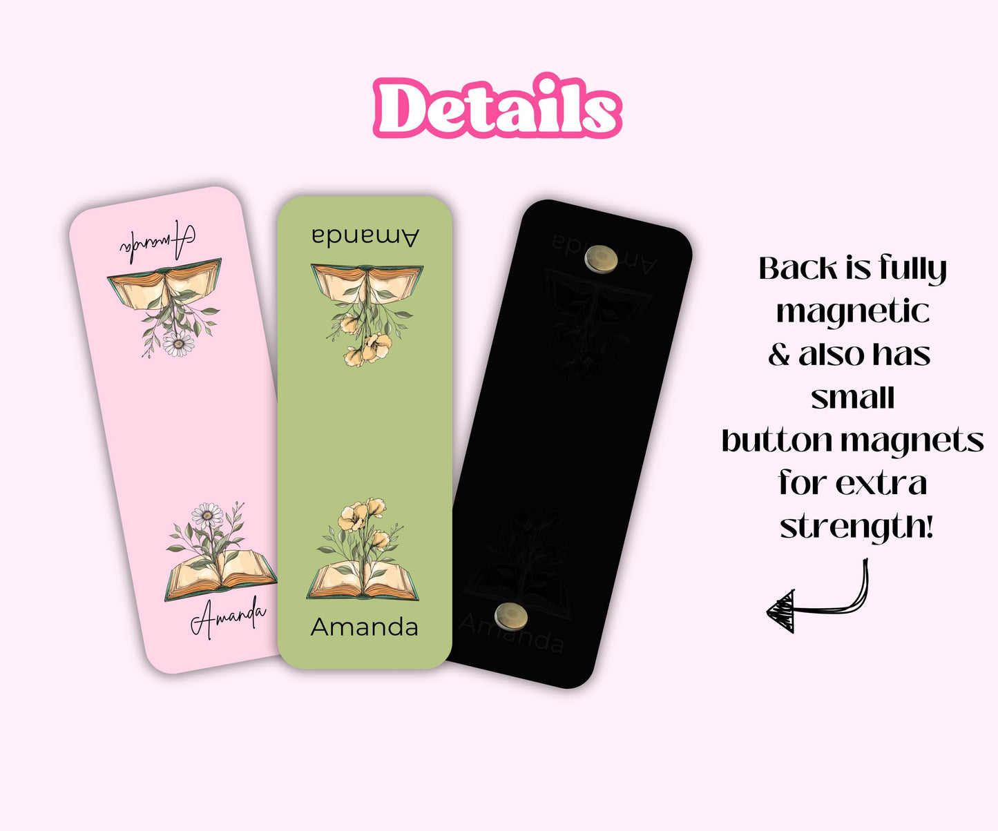 Custom Birth Flower Name Magnetic Bookmark