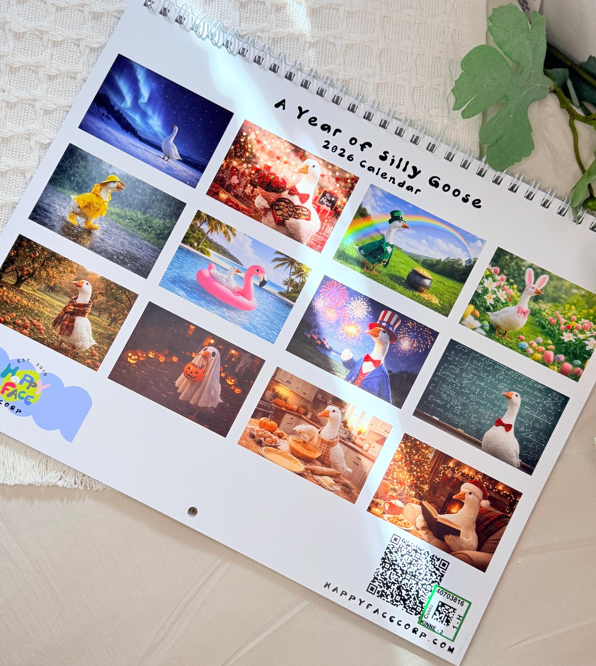 The back image of the 2026 goose calendar that shows all 12 months