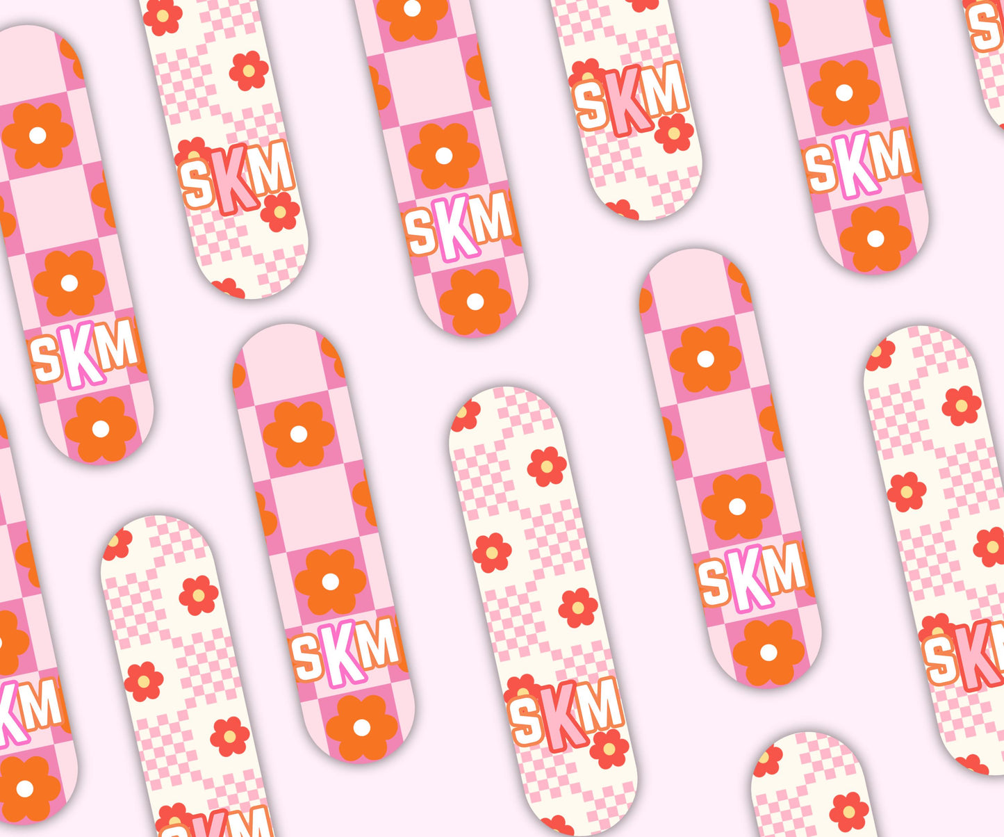 Retro Checkered Daisy Magnetic Bookmark Set