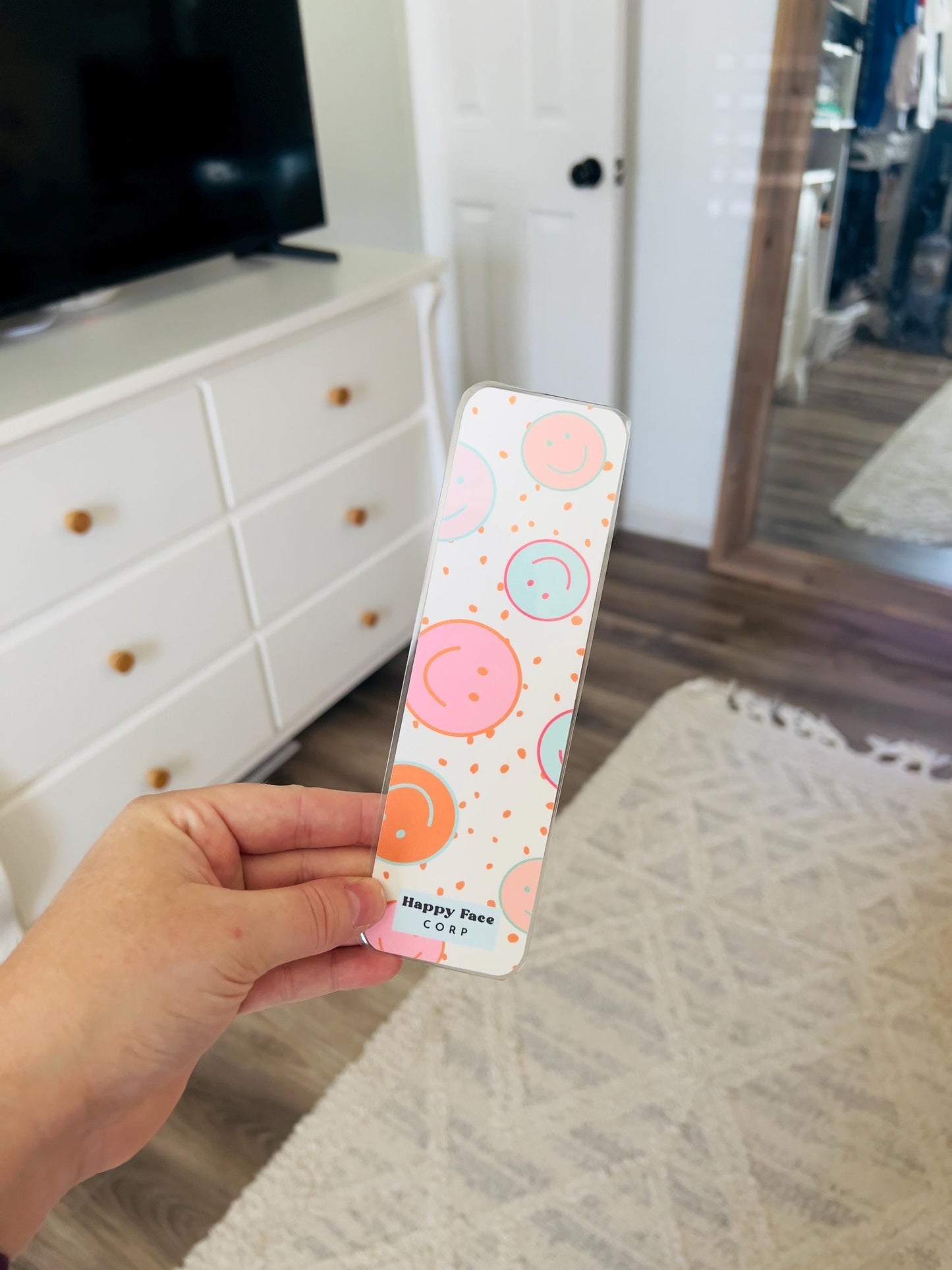 Retro Polka Dot Smiling Faces Bookmark