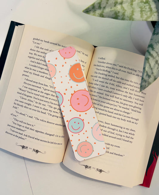 Retro Polka Dot Smiling Faces Bookmark
