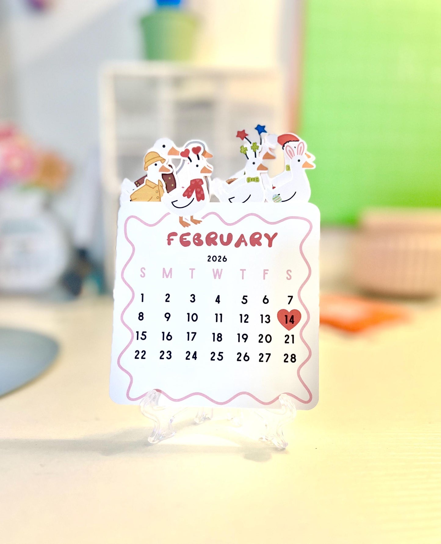 2026 Whimsical Silly Goose Mini Desk Calendar