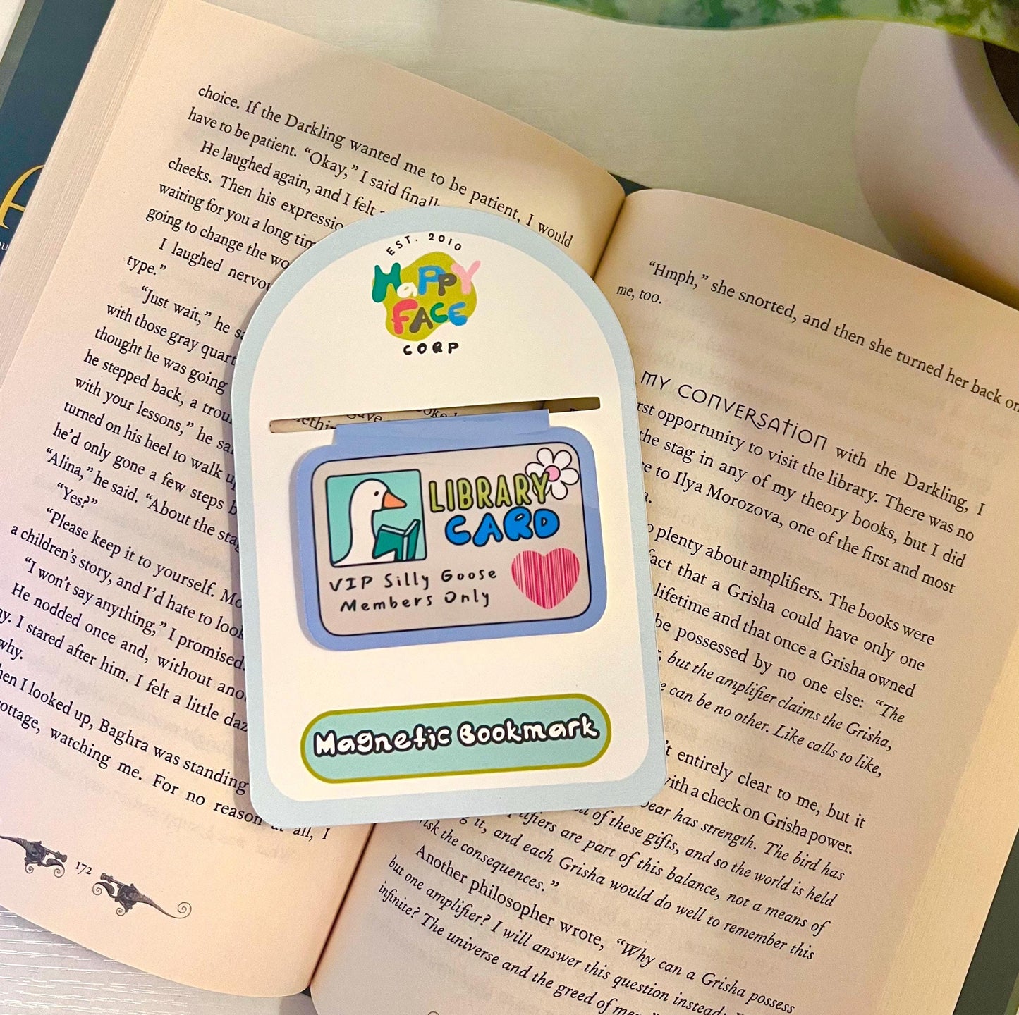 Packaging for the silly goose library card bookmark