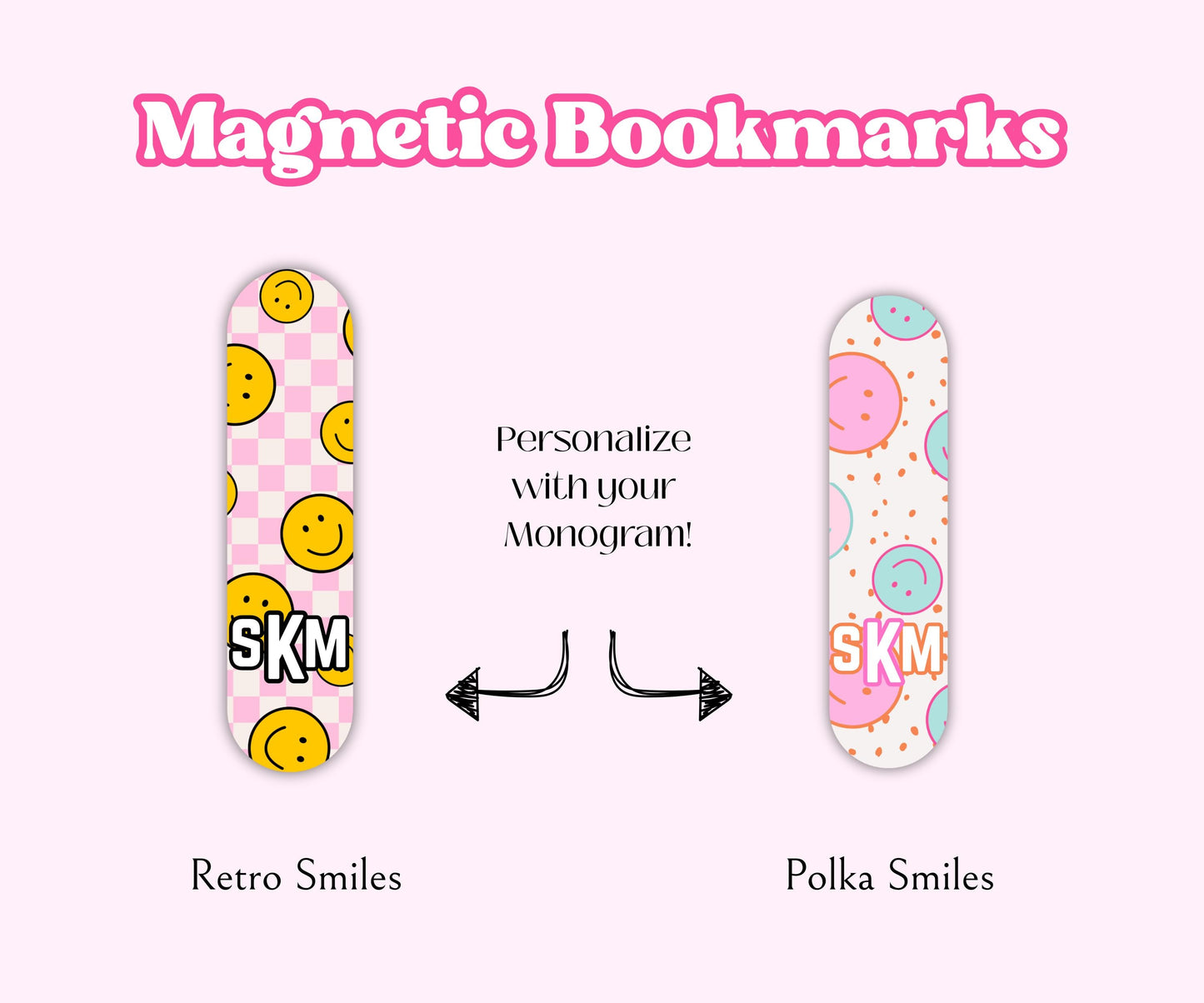 Retro Smile Pattern Magnetic Bookmark Set