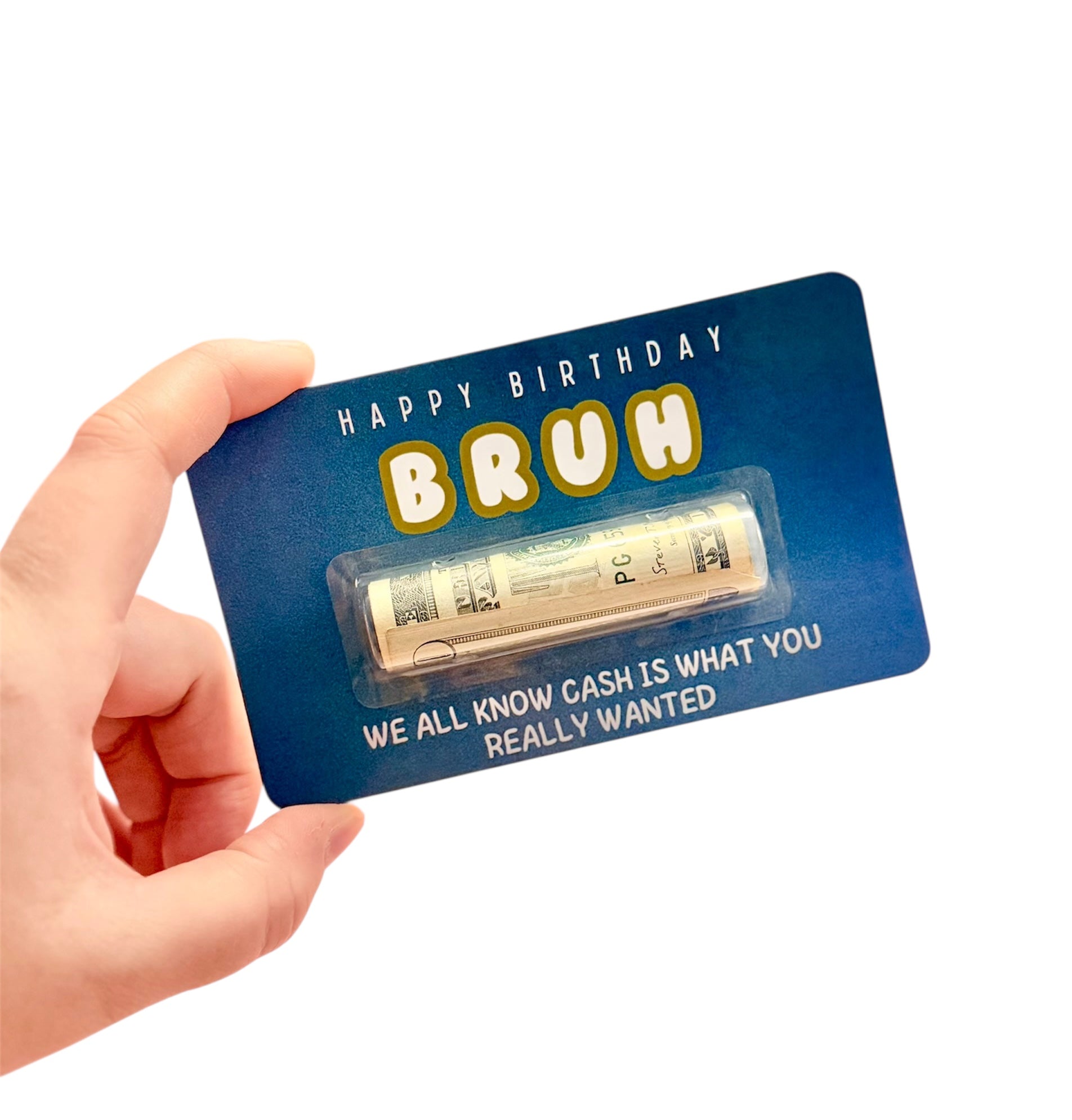 Navy blue cash holder card