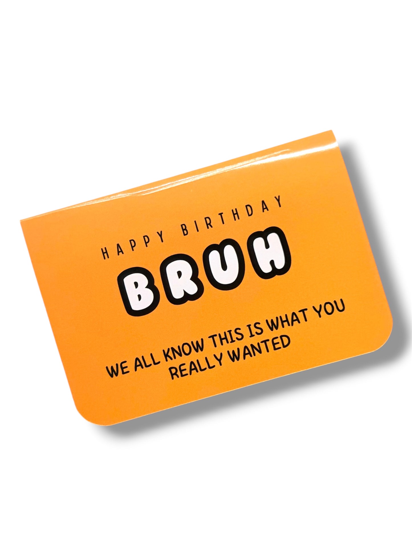Orange birthday card with black text on a white background
