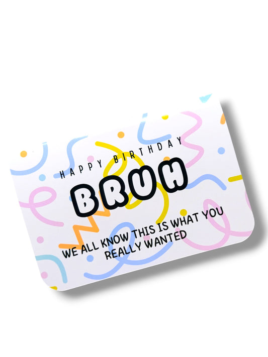 Birthday card with colorful text on a white background