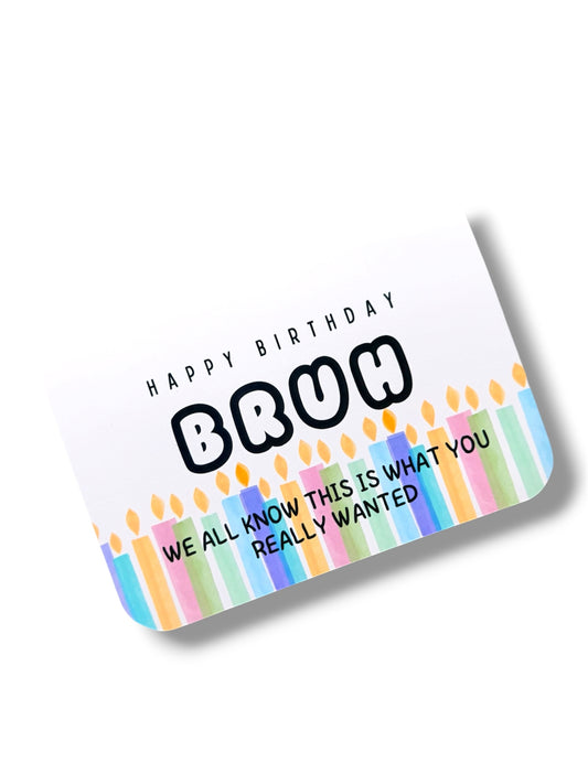 Birthday card with colorful candles and text on a white background