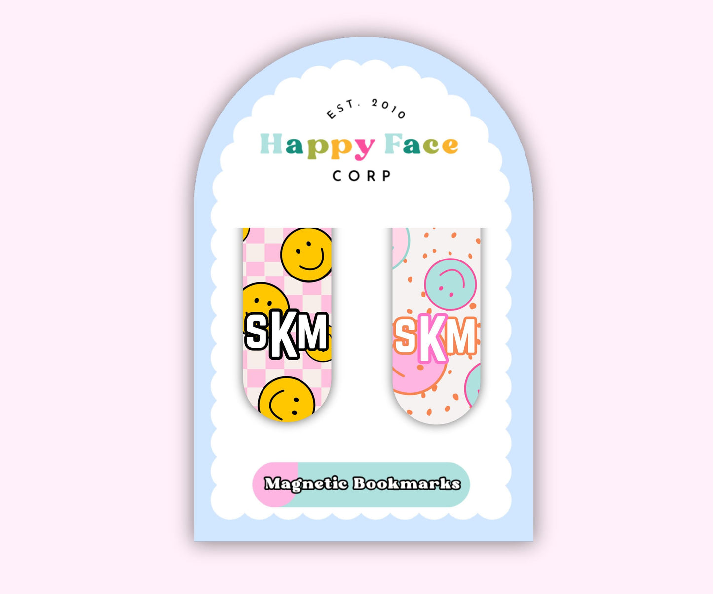 Retro Smile Pattern Magnetic Bookmark Set