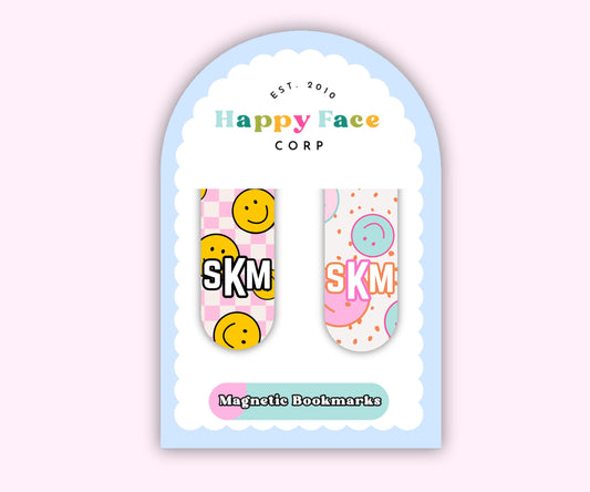 Retro Smile Pattern Magnetic Bookmark Set