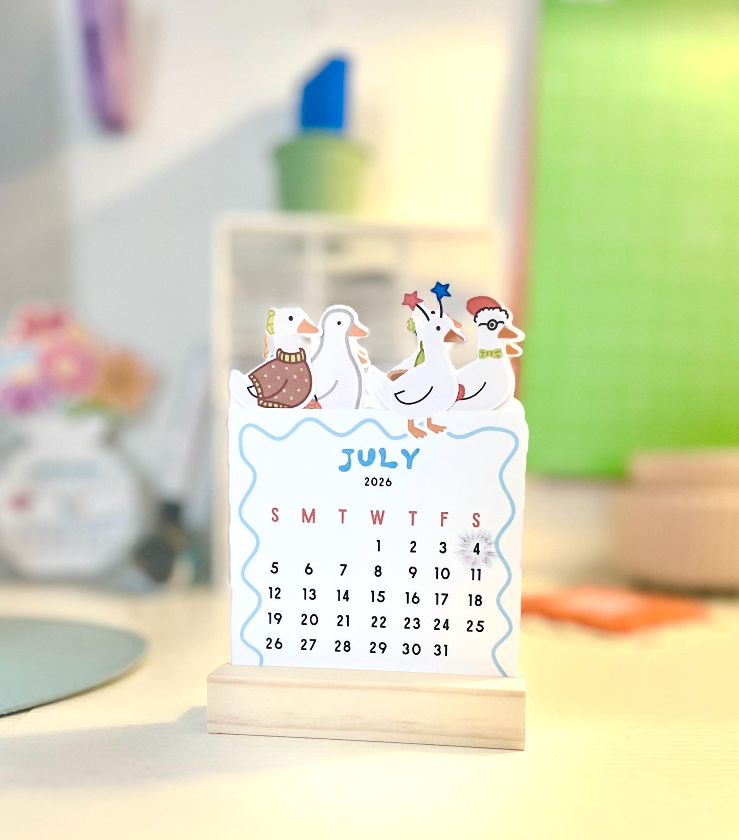 2026 Whimsical Silly Goose Mini Desk Calendar