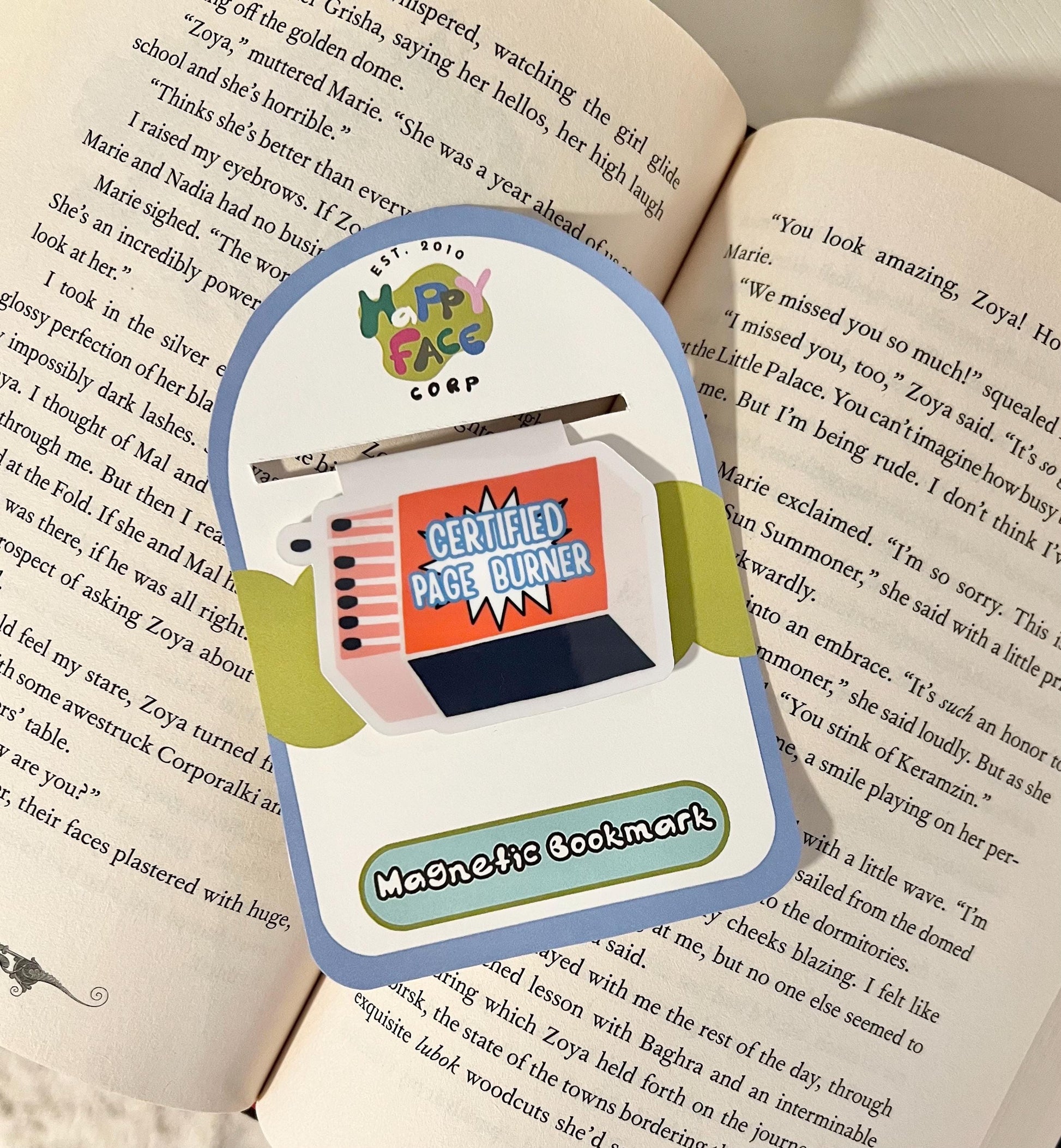 The certified page burner bookmark displayed packaged