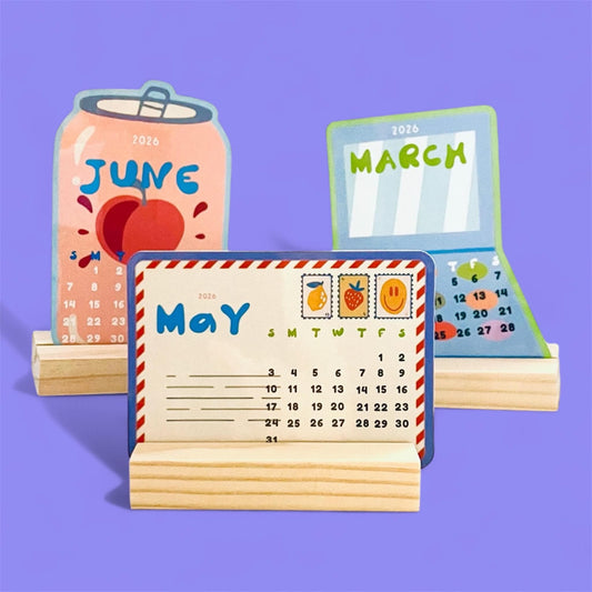 A 2026 whimsical calendar with different types of cartoon items for each month