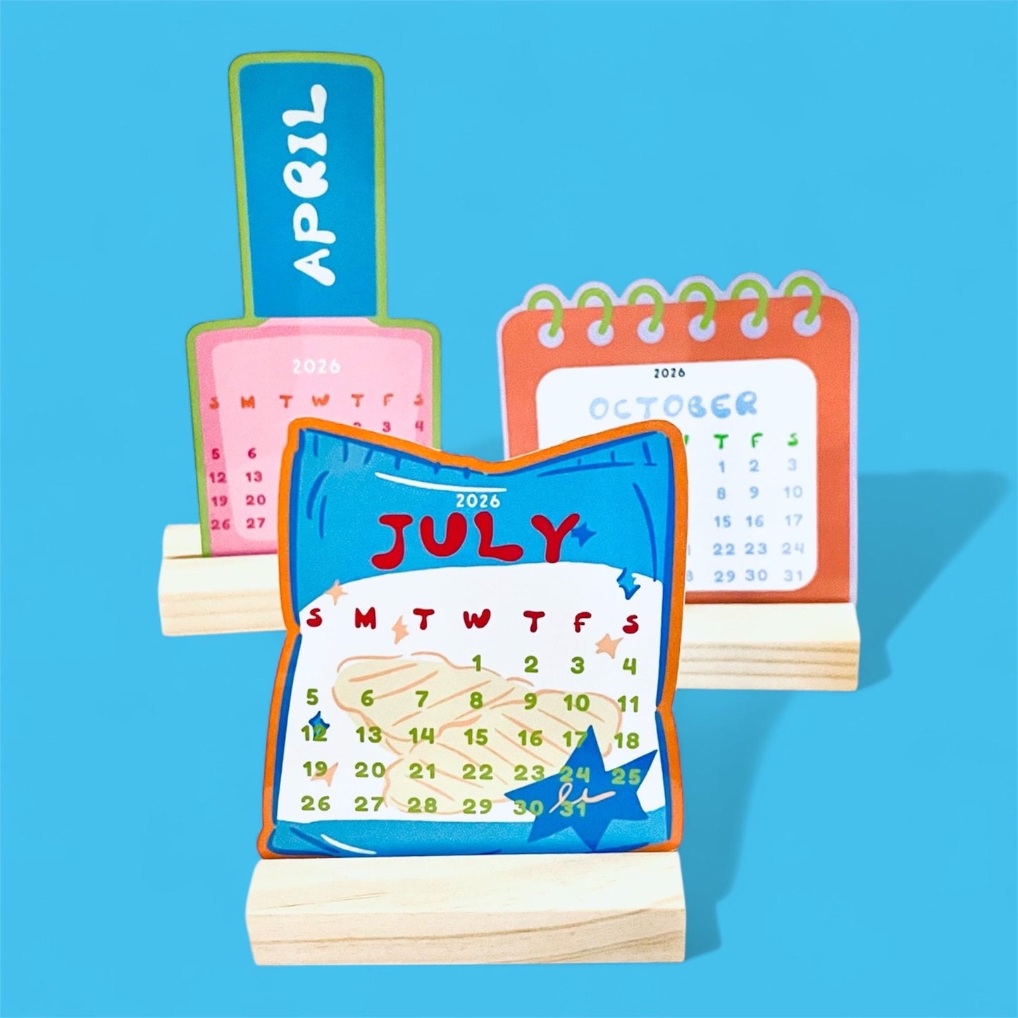 2026 Whimsical Everyday Items Mini Desk Calendar/ Monthly Bookmarks